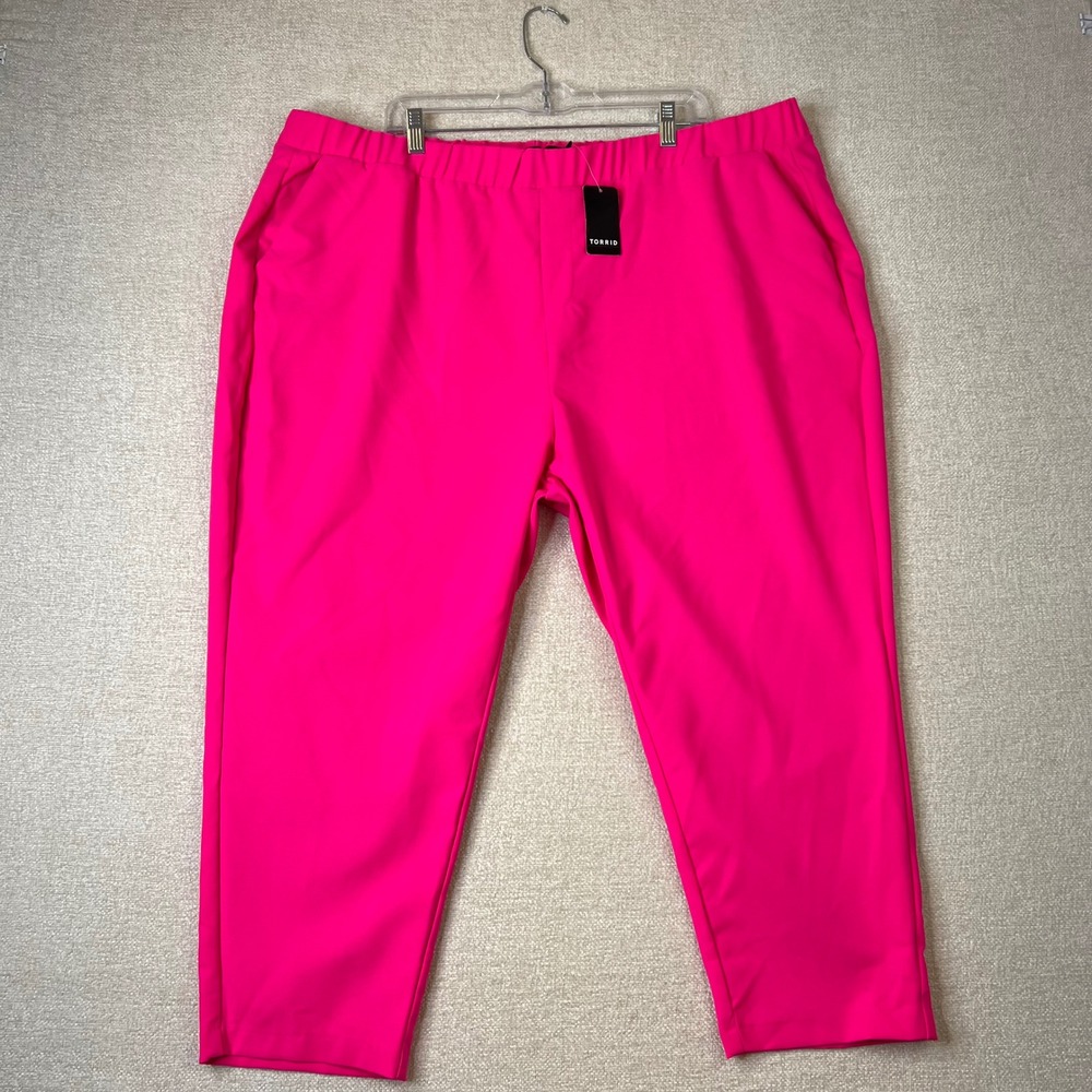 Torrid Pink Relaxed Pull On Tapered Pants Womens Plus 4X Short Workwear NWT